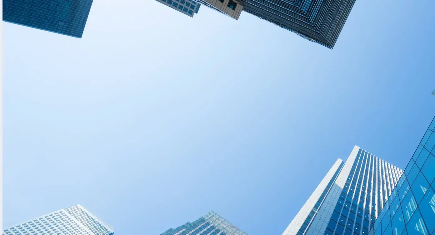 Office towers against a clear sky